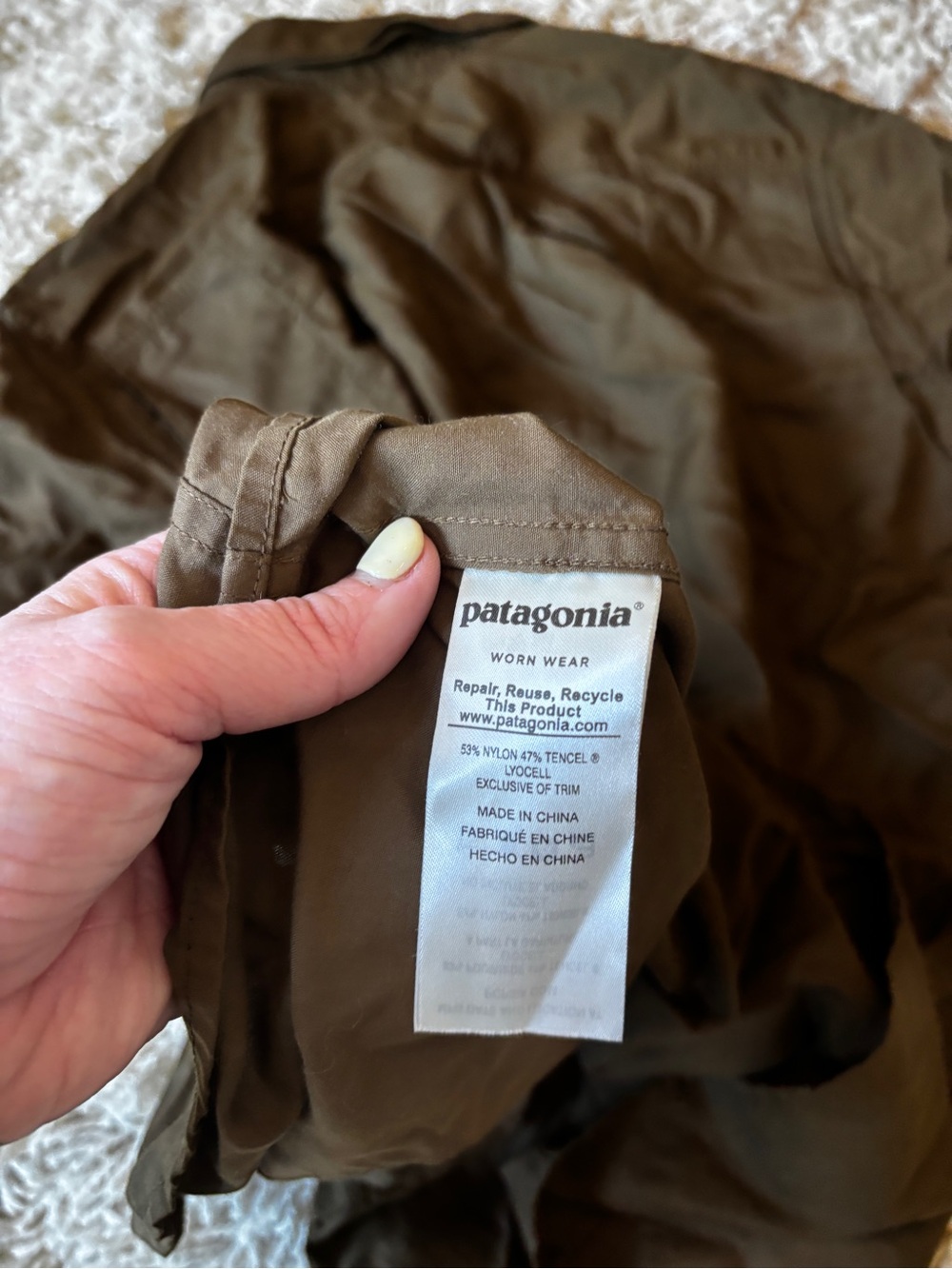 Patagonia Short Sleeve Utility Shirt - Olive camping hiking size men’s large - Picture 5 of 6
